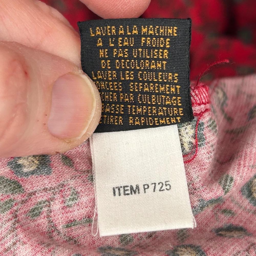 Eddie Bauer Corduroy Dress Women M Petite Red Floral Midi Prairie Cottagecore - Picture 10 of 12